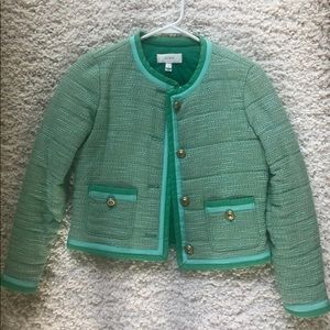 J Crew Green Tweed Jacket